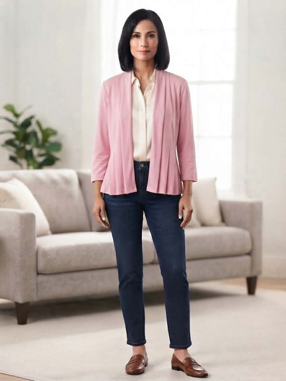 Danny & Nicole Pink Open-Front Pleated Bolero Jacket Size XL